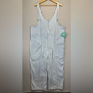 NWT Blakeley Hazel Blue Striped Britte Long Romper Overalls Women Sz 2X Farm